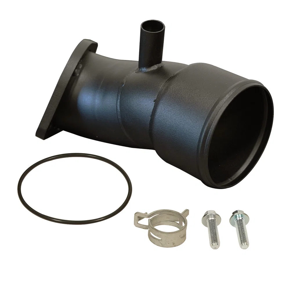 1045630 – BD DIESEL Turbocharger Intercooler Pipe, 3-1/2 Inch Diameter Powder Coated Black Stainless Steel With Two M...